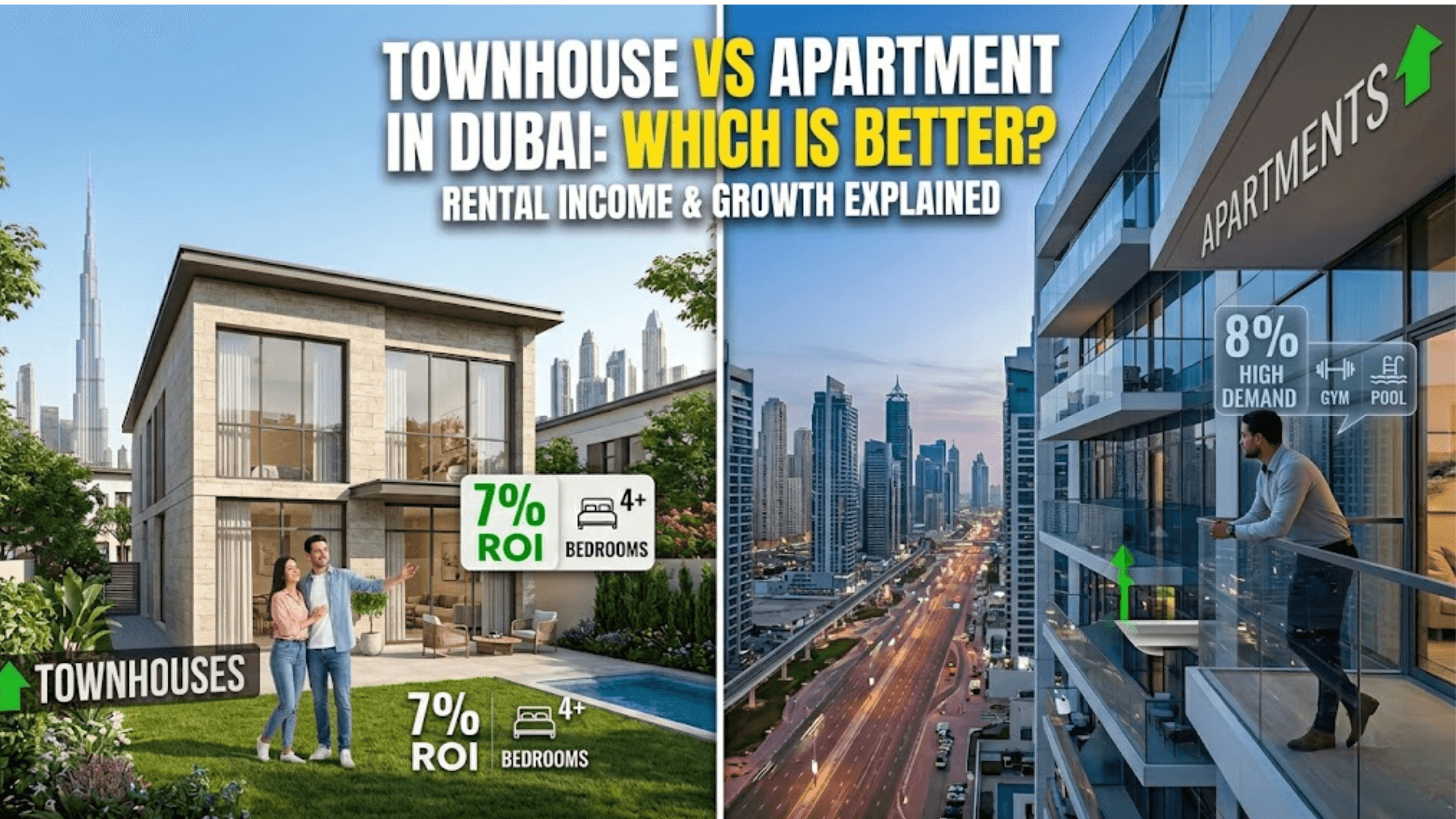 Townhouses vs Apartments in Dubai: Which Investment Strategy Is Right for You?